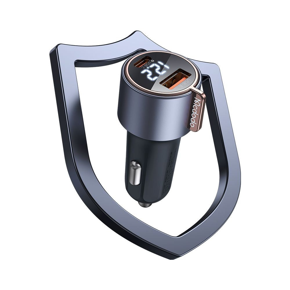 Caricabatterie Auto McDodo CC-3690 Venus Display, 75W, 3A, 1 x USB-A - 1 x USB-C, Nero