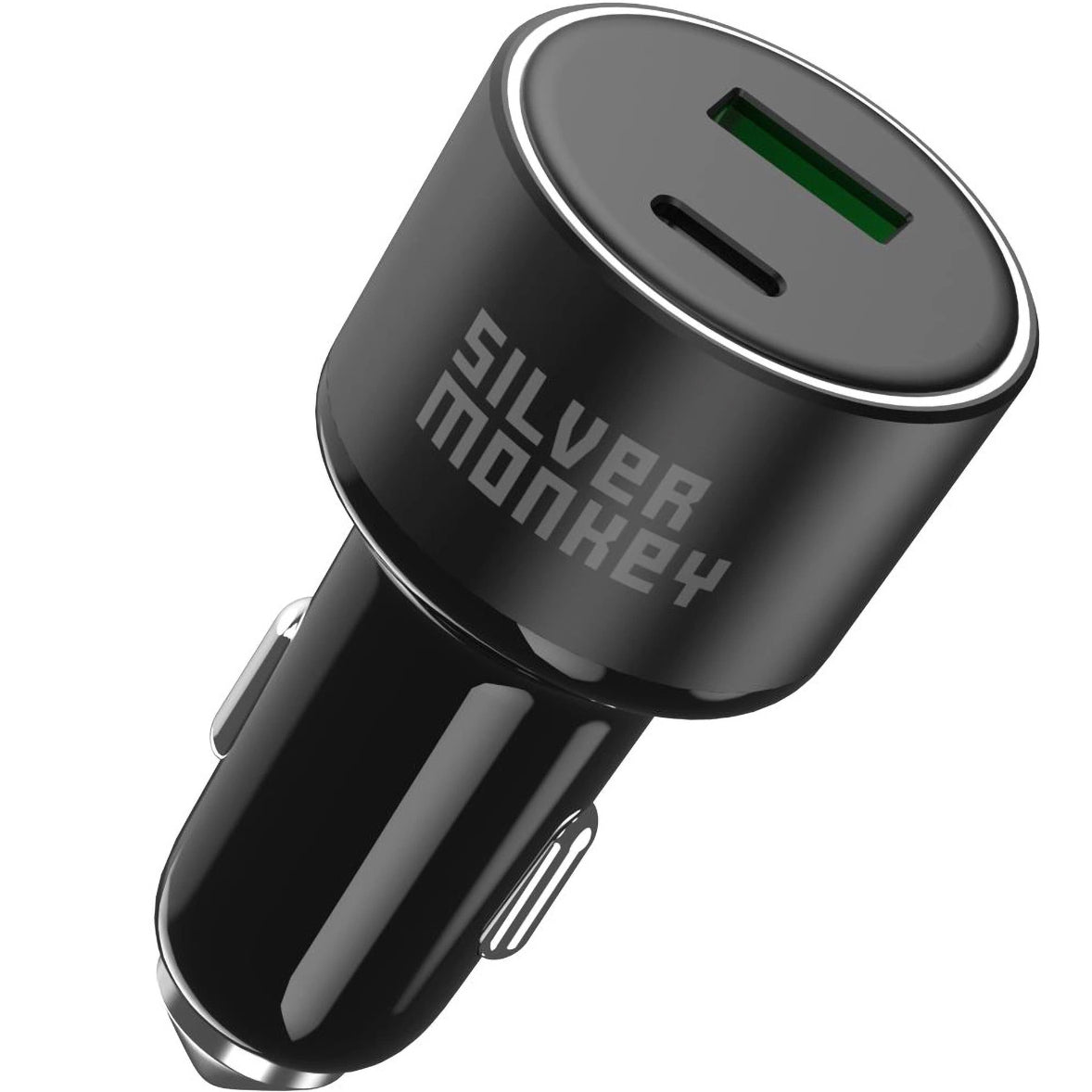 Autoladegerät Silver Monkey SMA014, 100W, 3A, 1 x USB-A - 1 x USB-C, Schwarz