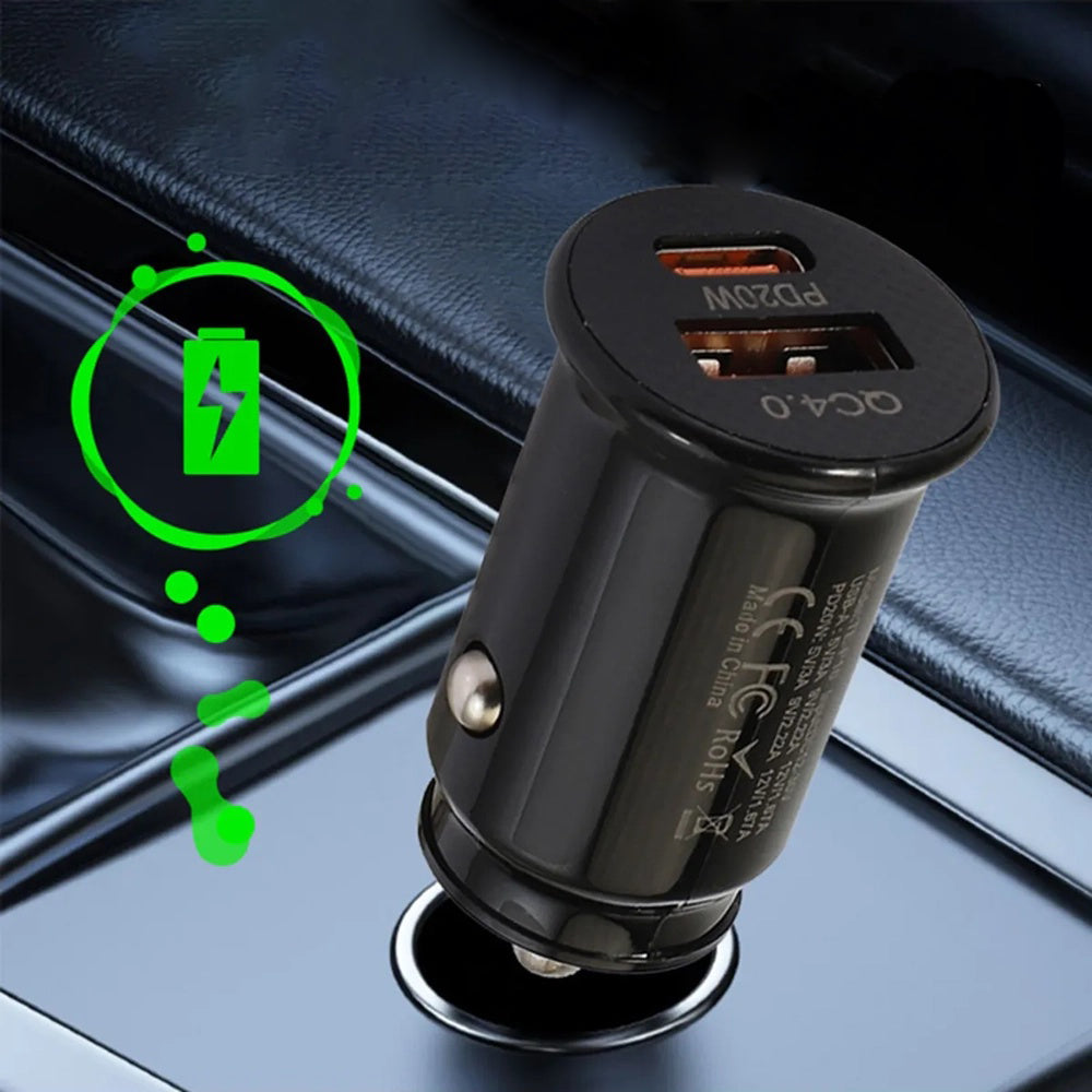 Caricabatterie Auto Techsuit C4 MiniFuseX, 20W, 3A, 1 x USB-A - 1 x USB-C, Nero