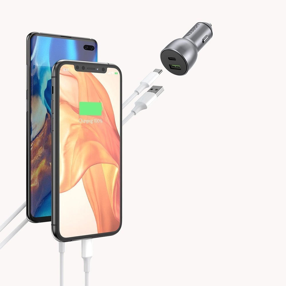 Autoladegerät UGREEN CD213, 36W, 3A, 1 x USB-A - 1 x USB-C, Grau