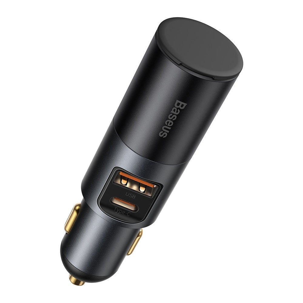 Baseus Share Together Auto-Ladegerät, 120W, 3A, 1 x USB-A - 1 x USB-C - 1 x Zigarettenanzünder-Verlängerung, Grau CCBT-C0G