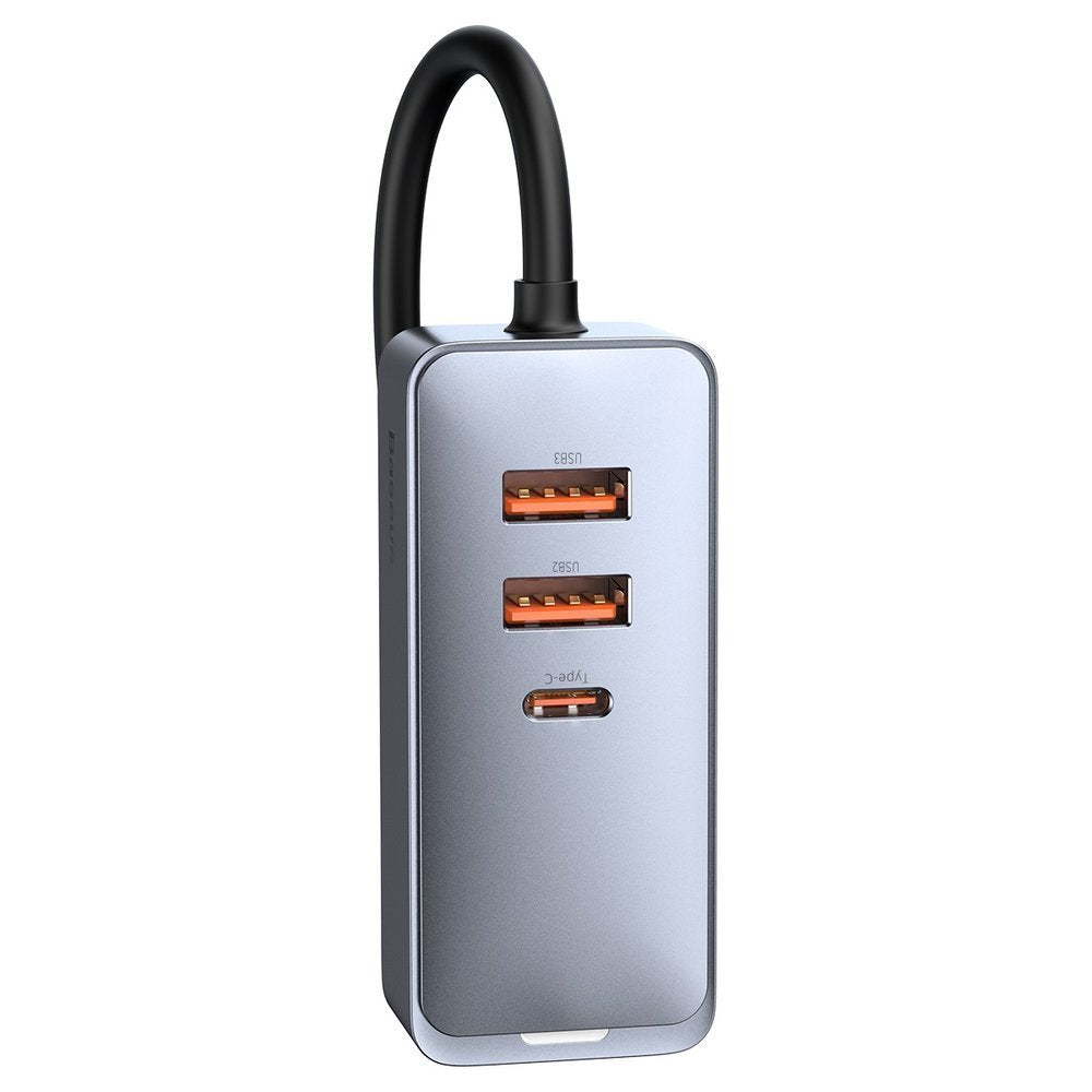 Chargeur Auto Baseus Share Together, 120W, 3A, 3 x USB-A - 1 x USB-C, Gris CCBT-B0G