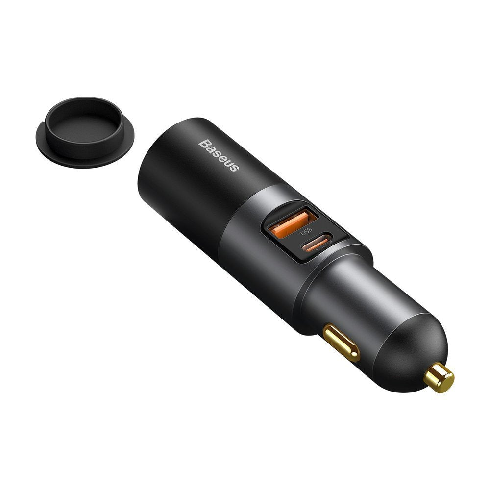 Baseus Share Together Auto-Ladegerät, 120W, 3A, 1 x USB-A - 1 x USB-C - 1 x Zigarettenanzünder-Verlängerung, Grau CCBT-C0G