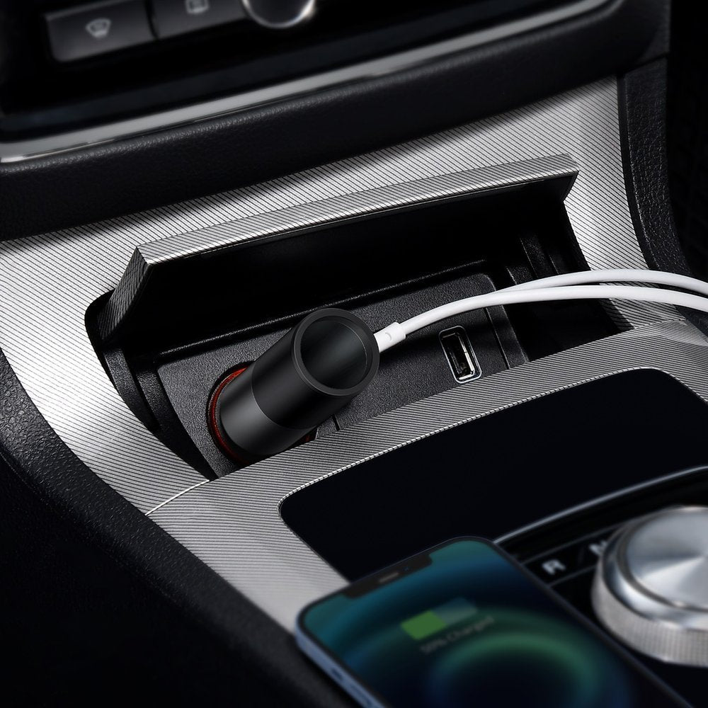 Baseus Share Together Auto-Ladegerät, 120W, 3A, 1 x USB-A - 1 x USB-C - 1 x Zigarettenanzünder-Verlängerung, Grau CCBT-C0G