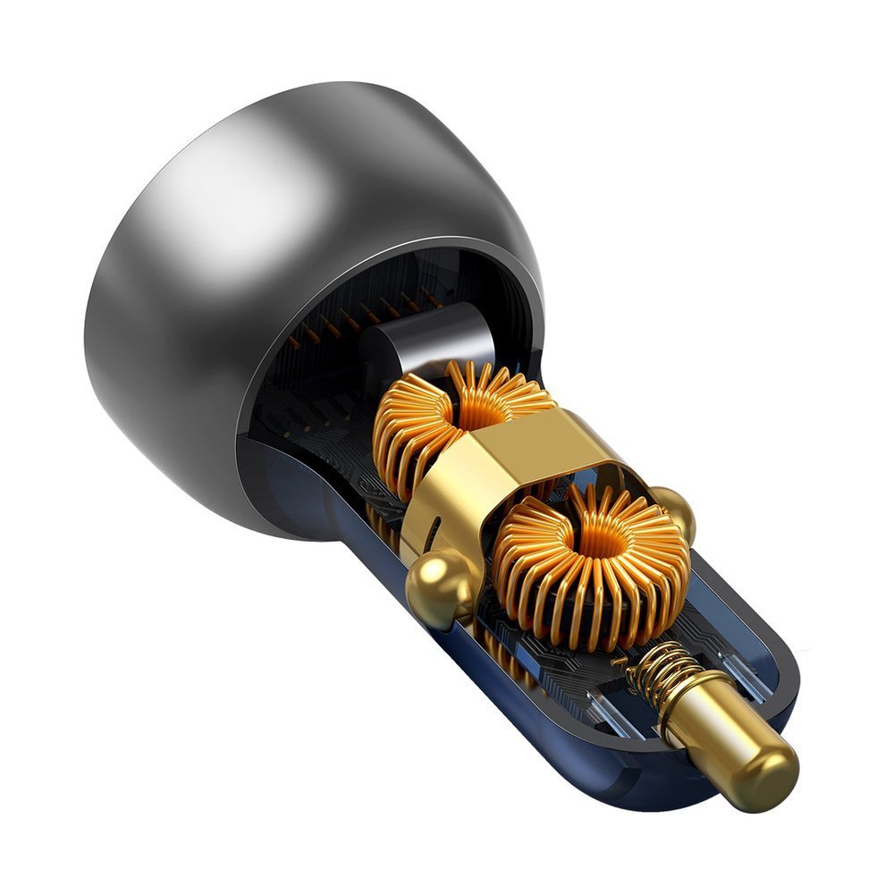 Baseus KFZ-Ladegerät 65W | 1x USB-A & 1x USB-C | Grau | Digital-Display