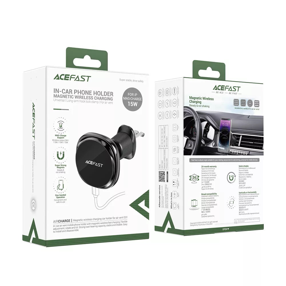 Kfz-Wireless-Ladegerät Acefast D31, 15W, 1,67A, Schwarz