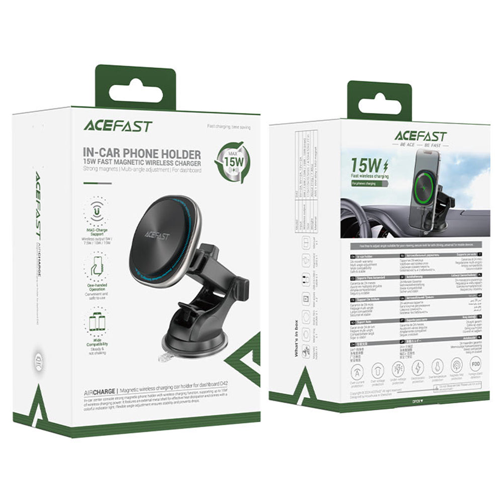 Caricabatterie Auto Wireless Acefast D42, 15W, 1.67A, Argento