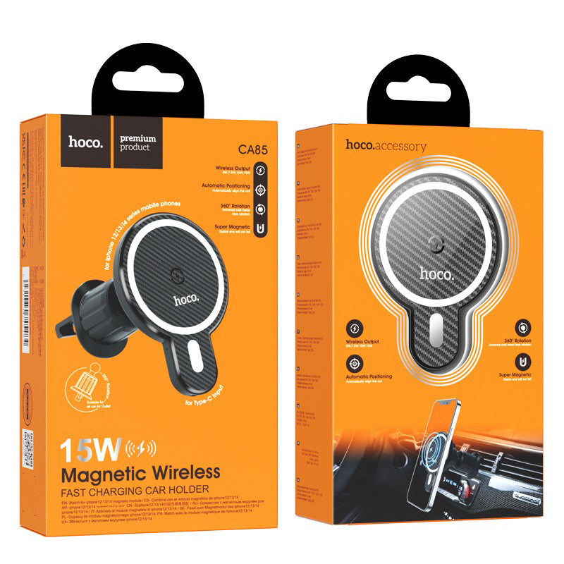 Chargeur Auto Sans Fil HOCO CA85, 15W, 1.67A, Noir