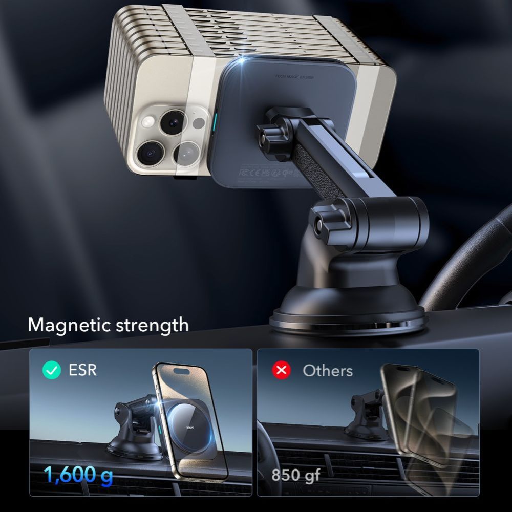 ESR Halolock Dash Wireless Car Charger, 15W, 1.67A, Black