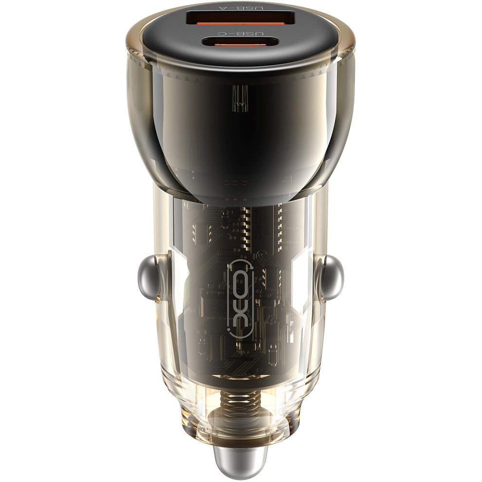 Chargeur de voiture XO Design CC60, 60W, 3A, 1 x USB-A - 1 x USB-C, noir