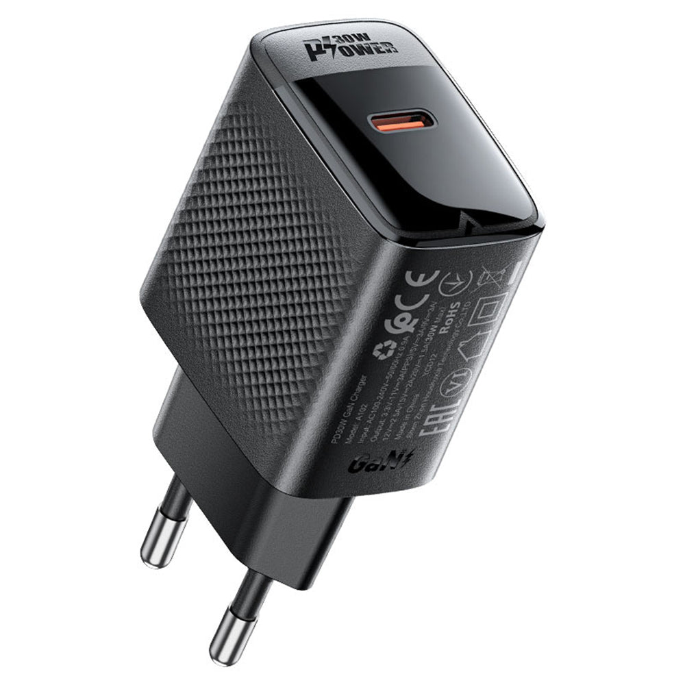Netzladegerät Acefast A102, 30W, 3A, 1 x USB-C, Schwarz