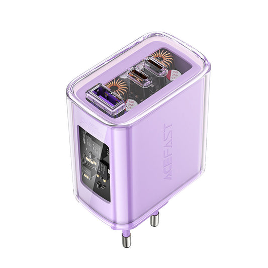 Chargeur Réseau Acefast A45 Exploration, 65W, 3.25A, 1 x USB-A - 2 x USB-C, Violet