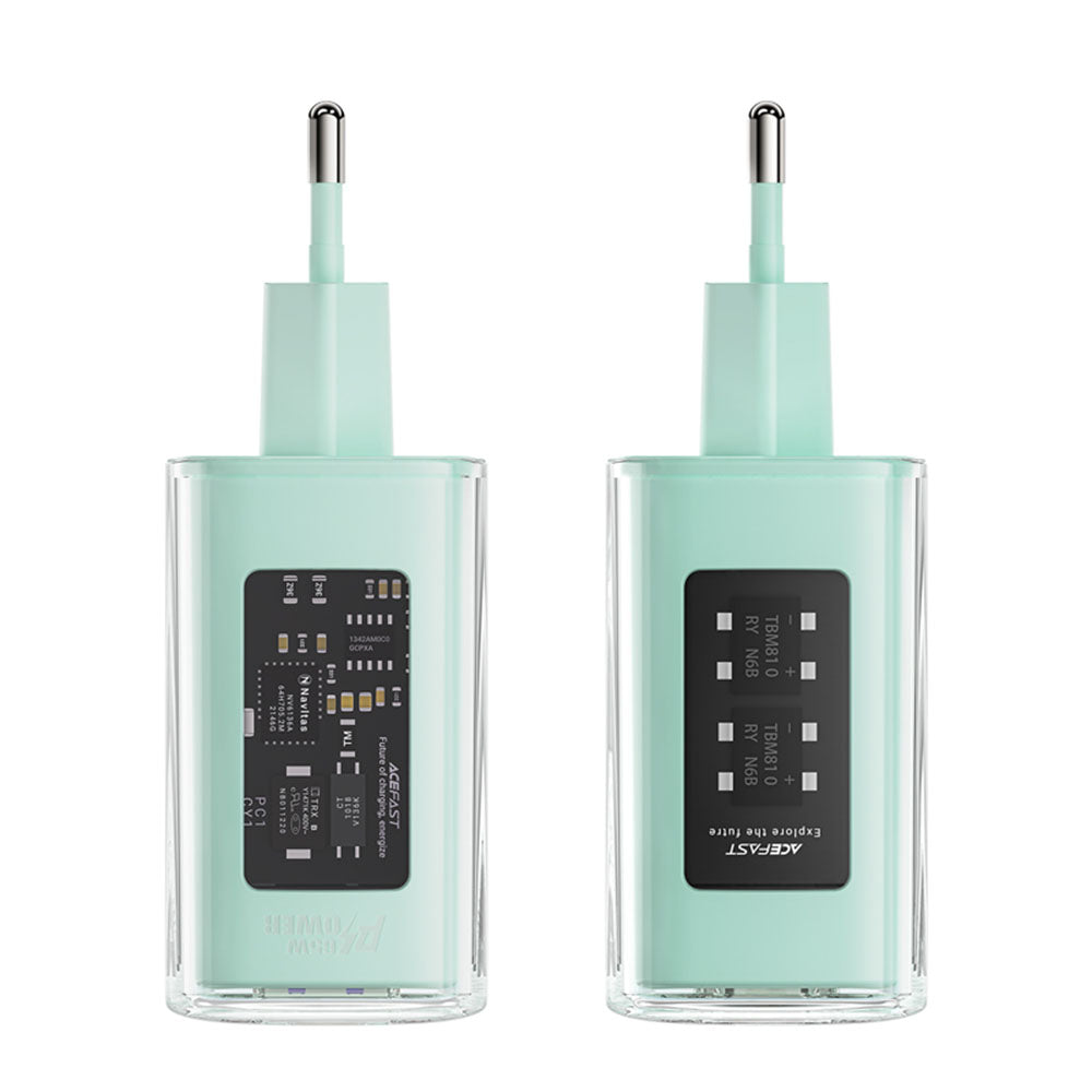 Chargeur Réseau Acefast A45 Exploration, 65W, 3.25A, 1 x USB-A - 2 x USB-C, Vert