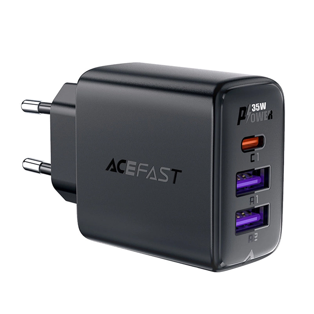 Caricabatterie Retea Acefast A57, 35W, 3A, 2 x USB-A - 1 x USB-C, Nero
