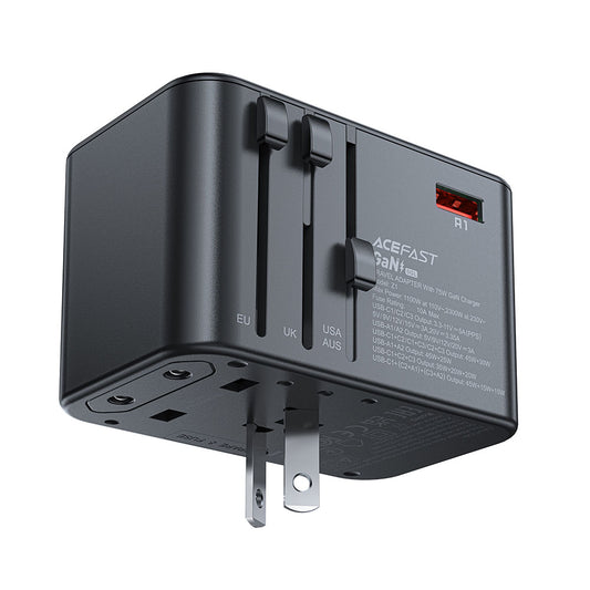 Chargeur Réseau Acefast Travel Z1, 75W, 3.35A, 2 x USB-A - 3 x USB-C, Noir