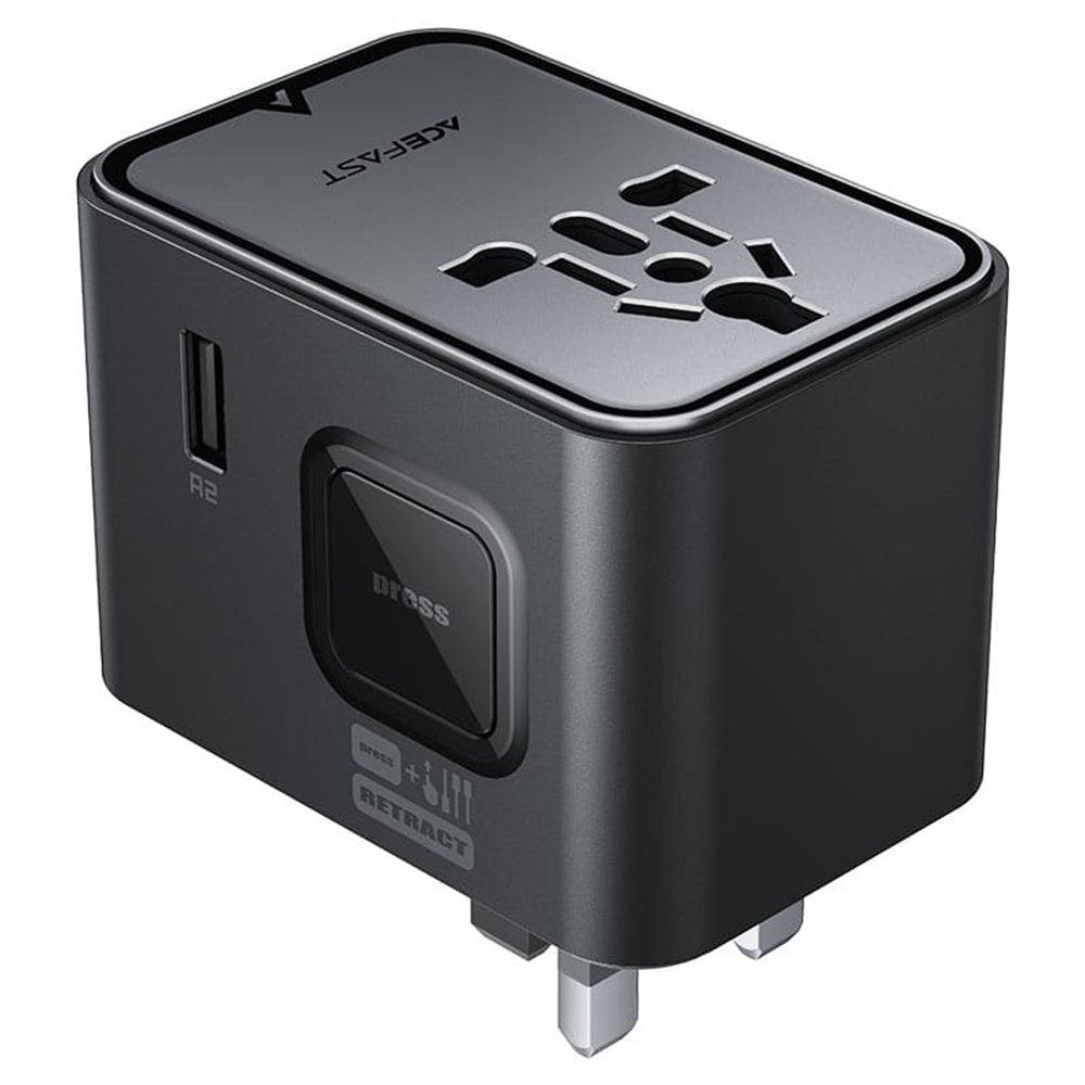 Chargeur réseau Acefast Z8 Travel, 45W, 3A, 2 x USB-A - 3 x USB-C, Noir