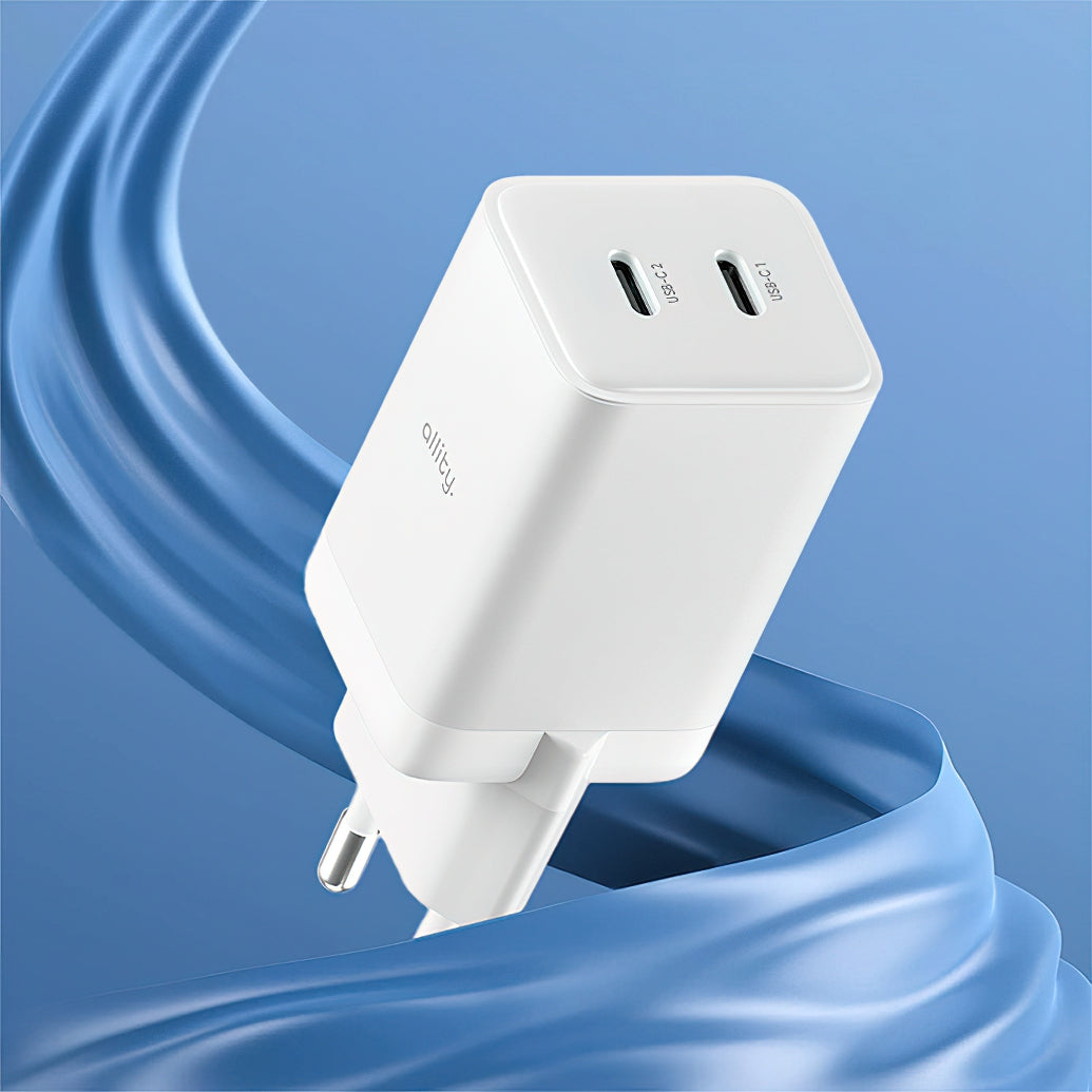 Caricabatterie Rete Allity. ATC-01-45WCC Fast, 45W, 3A, 2 x USB-C, Bianco
