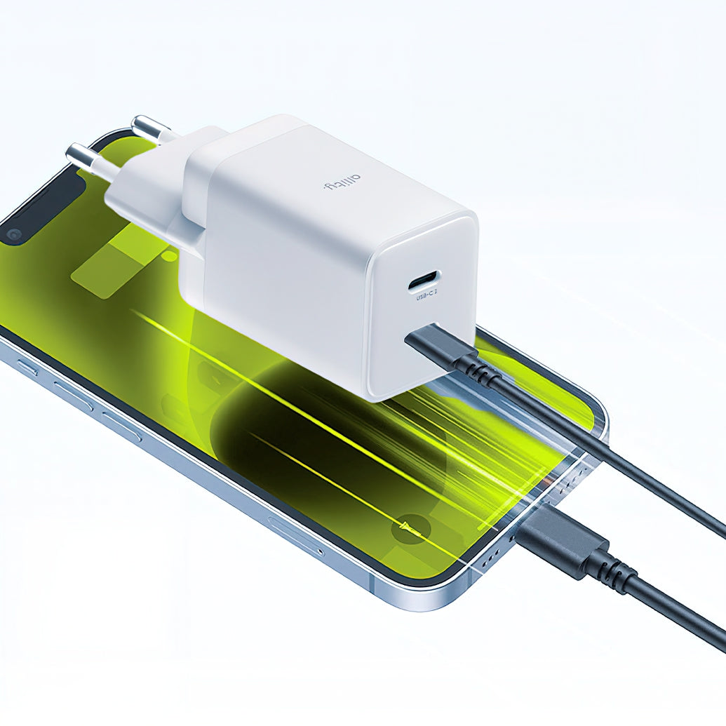 Caricabatterie Rete Allity. ATC-01-45WCC Fast, 45W, 3A, 2 x USB-C, Bianco