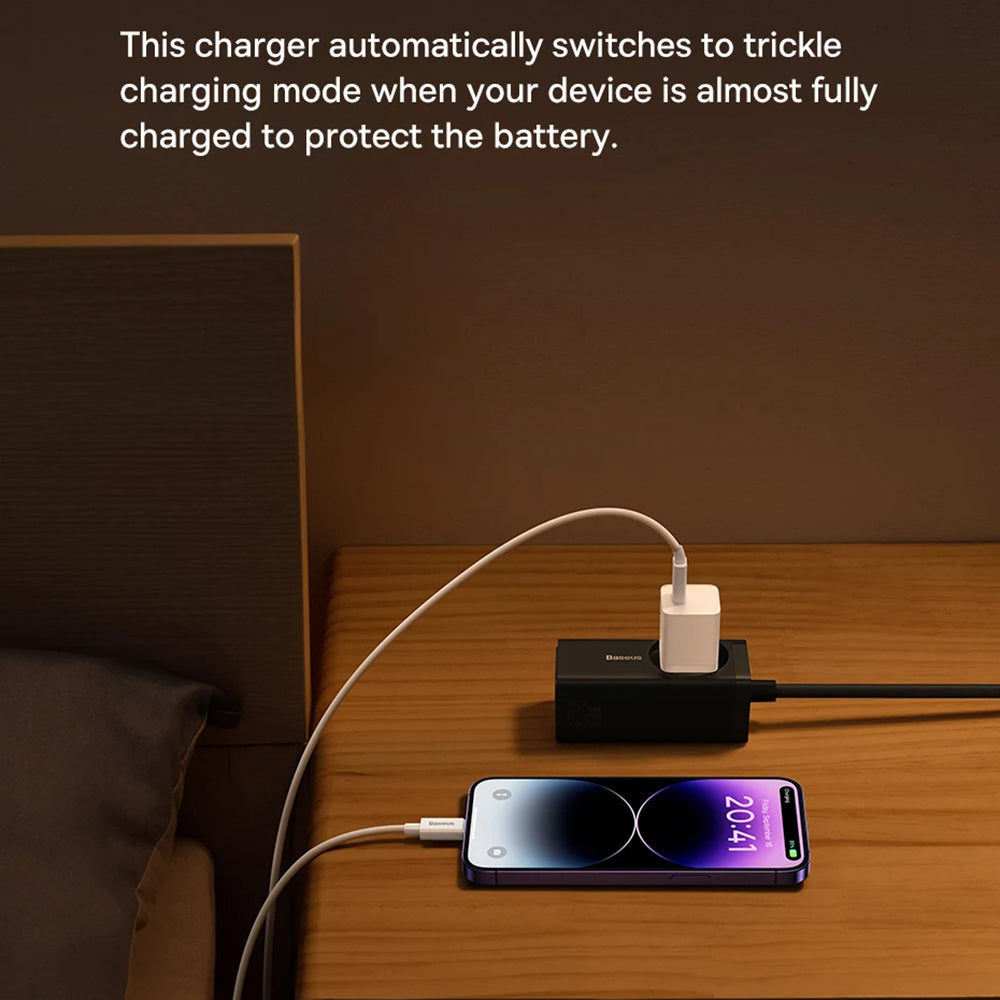 Caricabatterie Retea Baseus GaN Mini 1C, 30W, 3A, 1 x USB-C, Blu CCGN070603