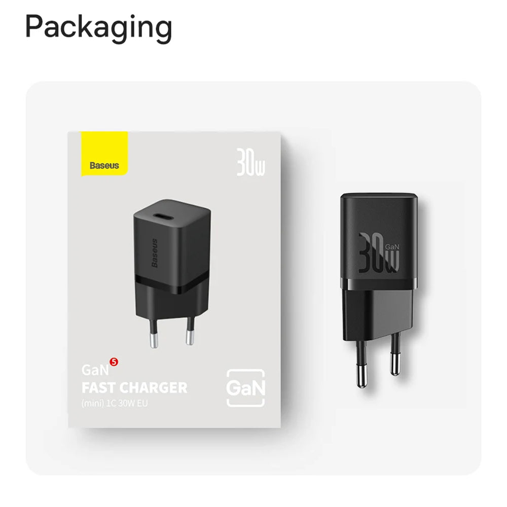 Caricabatterie Retea Baseus GaN Mini 1C, 30W, 3A, 1 x USB-C, Blu CCGN070603