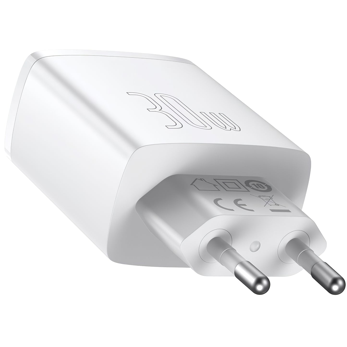 Caricatore di rete Baseus Compact, 30W, 1 x USB-C - 2 x USB-A, bianco CCXJ-E02