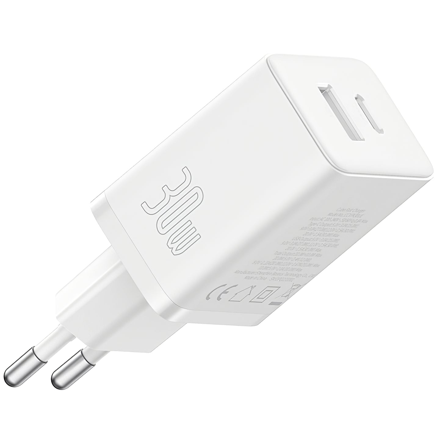 Netzwerk-Ladegerät Baseus Cube, 30W, 2,4A, 1 x USB-A - 1 x USB-C, Weiß P10111404213-00