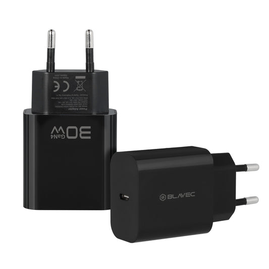 Caricabatterie da rete Blavec BC-14, 30 W, 3 A, 1 x USB-C, Nero