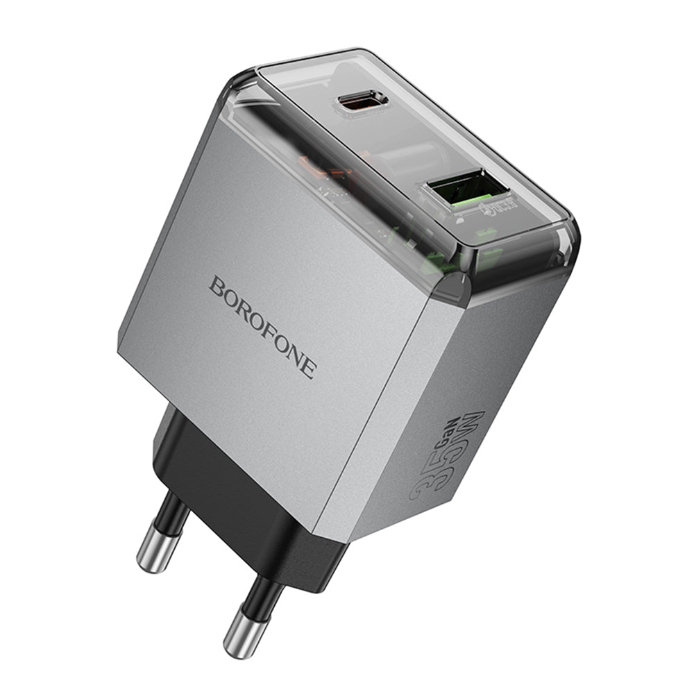 Netzladegerät Borofone BN20 Lena, 35W, 3A, 1 x USB-A - 1 x USB-C, Grau