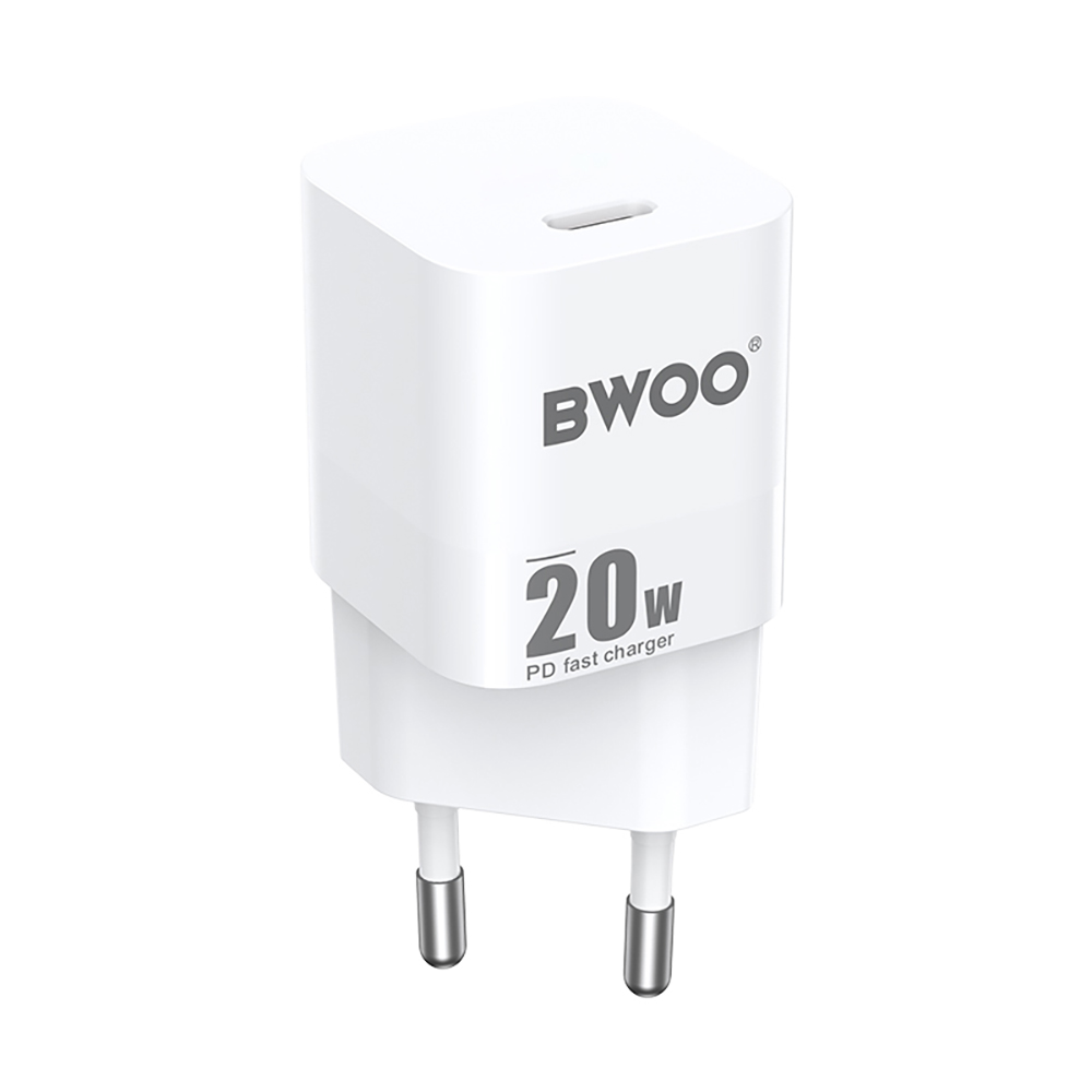 Chargeur Secteur BWOO CDA155, 20W, 3A, 1 x USB-C, Blanc