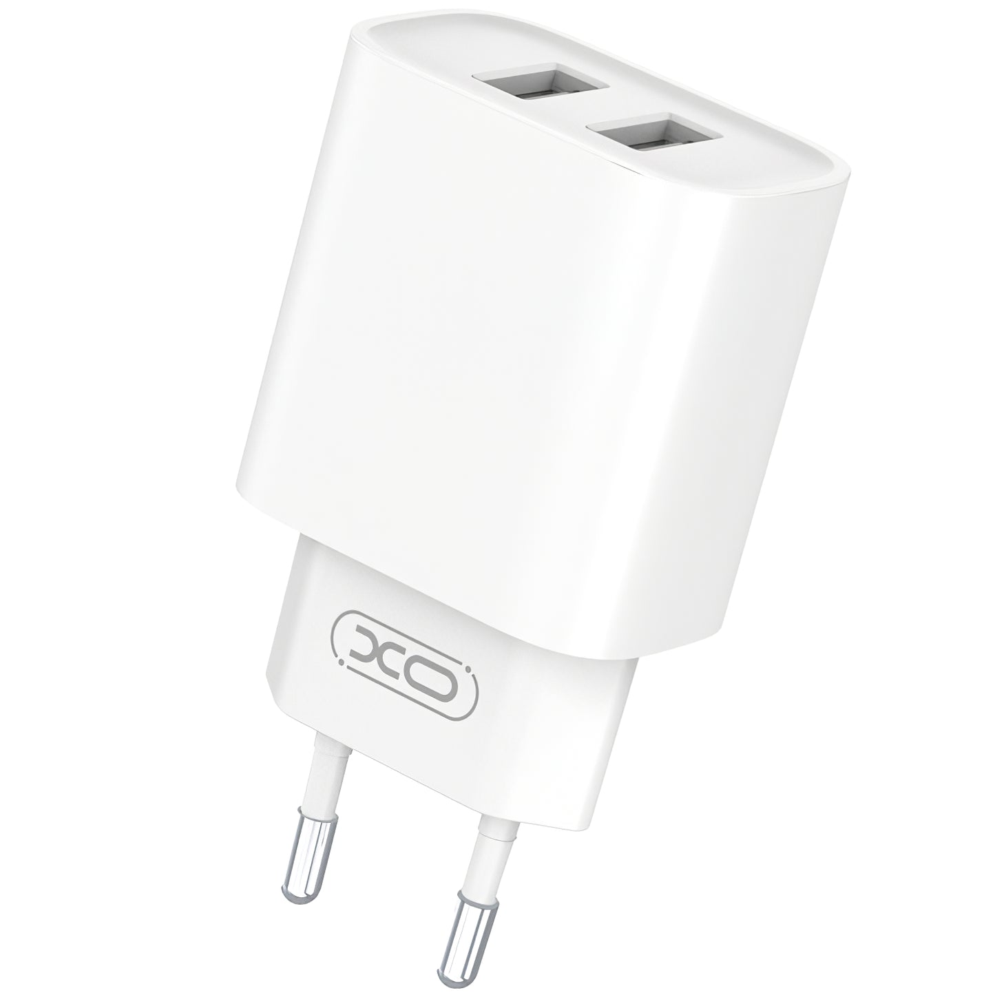 Caricatore di rete con cavo microUSB XO Design CE02C, 10,5W, 2,1A, 2 x USB-A, bianco