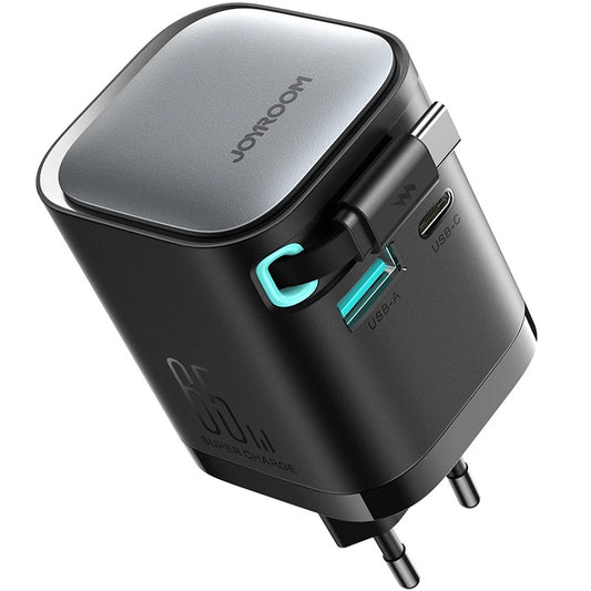 Joyroom JR-TCL02 Caricatore di rete con cavo USB-C JR-TCL02, 65W, 3A, 1 x USB-A - 1 x USB-C, nero