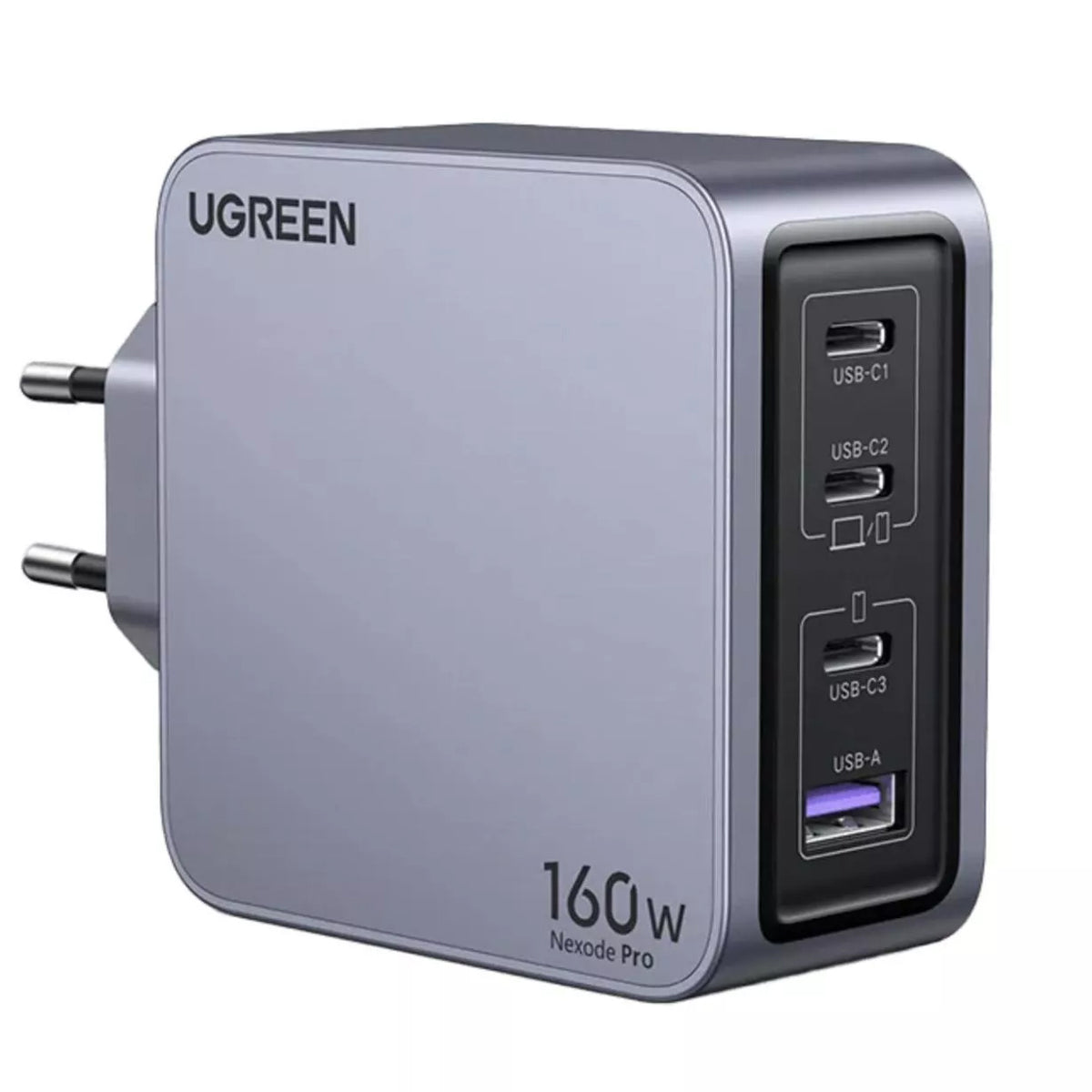 Caricabatterie da Rete con Cavo USB-C UGREEN X763 Nexode Pro, 160W, 3.25A, 1 x USB-A - 3 x USB-C, Grigio