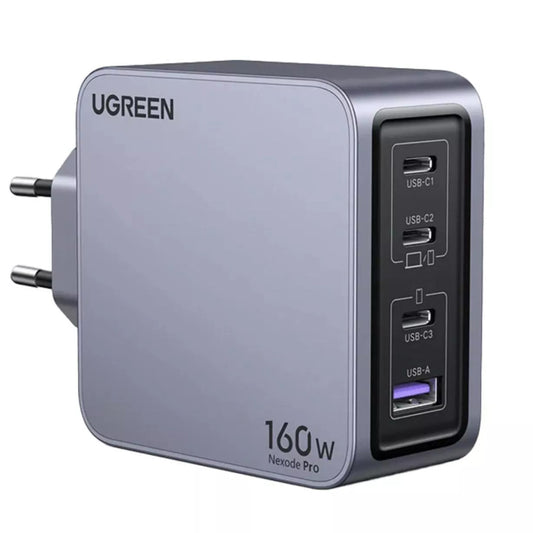 UGREEN X763 Nexode Pro USB-C Cabled Network Charger, 160W, 3.25A, 1 x USB-A - 3 x USB-C, Grey