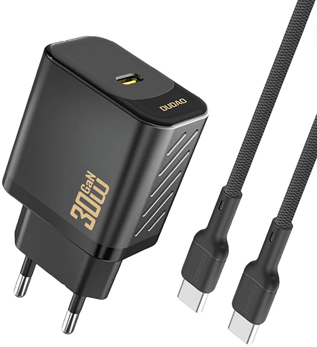Netzteil mit USB-C-Kabel Dudao A27PCEU, 30W, 3A, 1 x USB-C, Schwarz