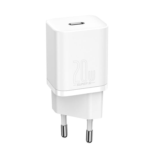 Baseus Super Si Netzwerk-Ladegerät mit Lightning-Kabel, 20W, 3A, 1 x USB-C, Weiß TZCCCSUP-B02