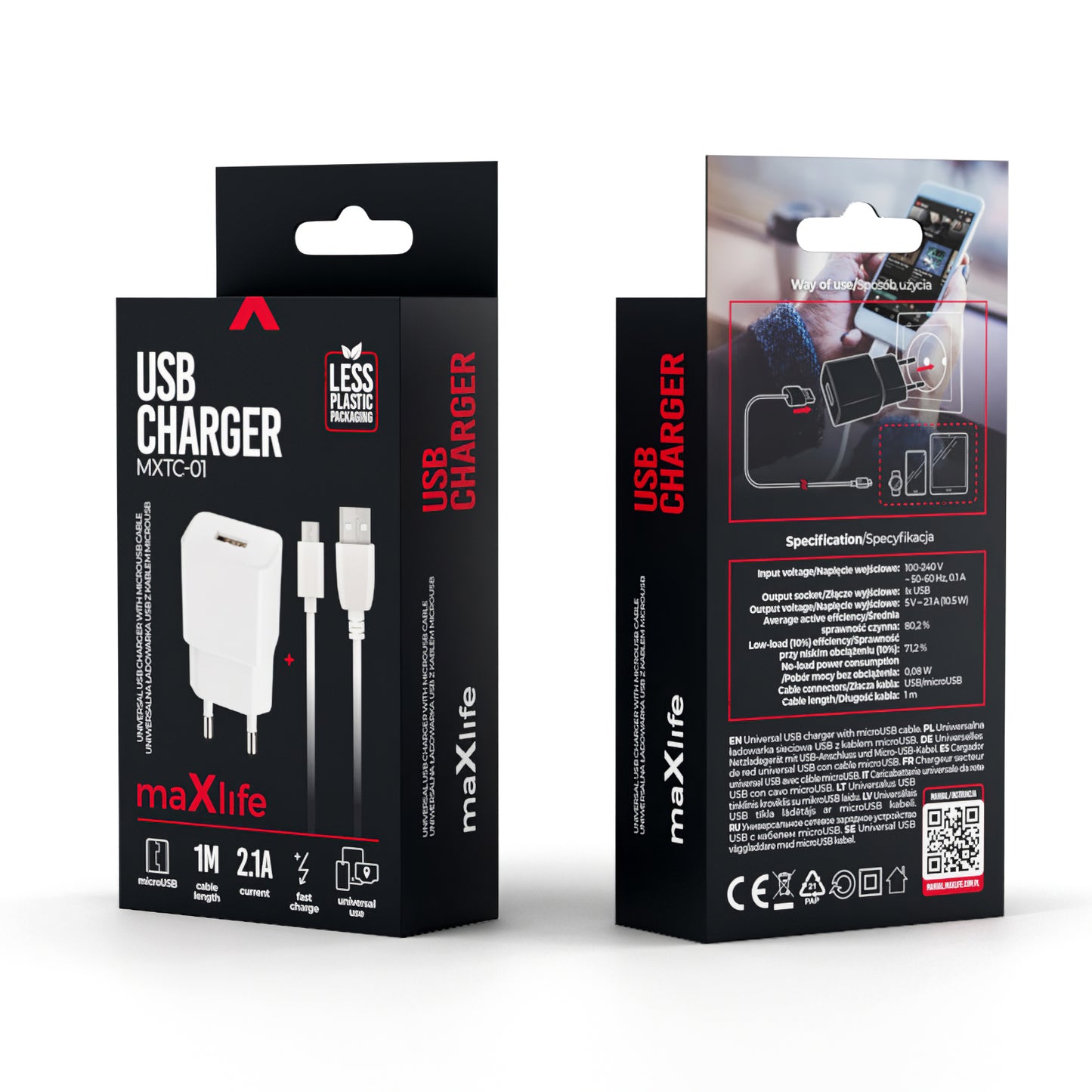 MaXlife MXTC-01, 10.5W, 2.1A, 1 x USB-A, Weiß