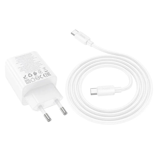 Caricabatterie da rete con cavo USB-C HOCO N55, 20W, 3A, 2 x USB-A - 2 x USB-C, Bianco