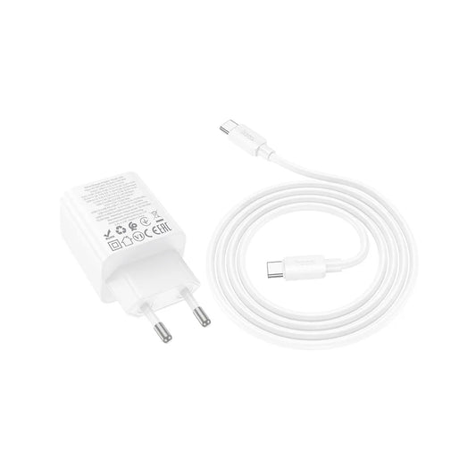 Caricabatterie da Rete con Cavo USB-C HOCO N56, 30W, 3A, 2 x USB-A - 2 x USB-C, Bianco