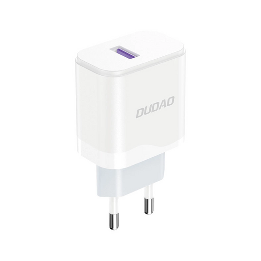 Caricabatterie da rete con cavo USB-C Dudao A20EU, 18W, 3A, 1 x USB-A, Bianco