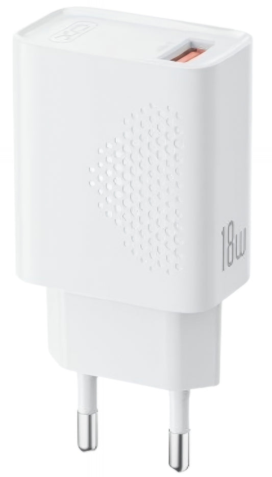 Chargeur réseau avec câble microUSB XO Design L159, 18W, 3A, 1 x USB-A, Blanc