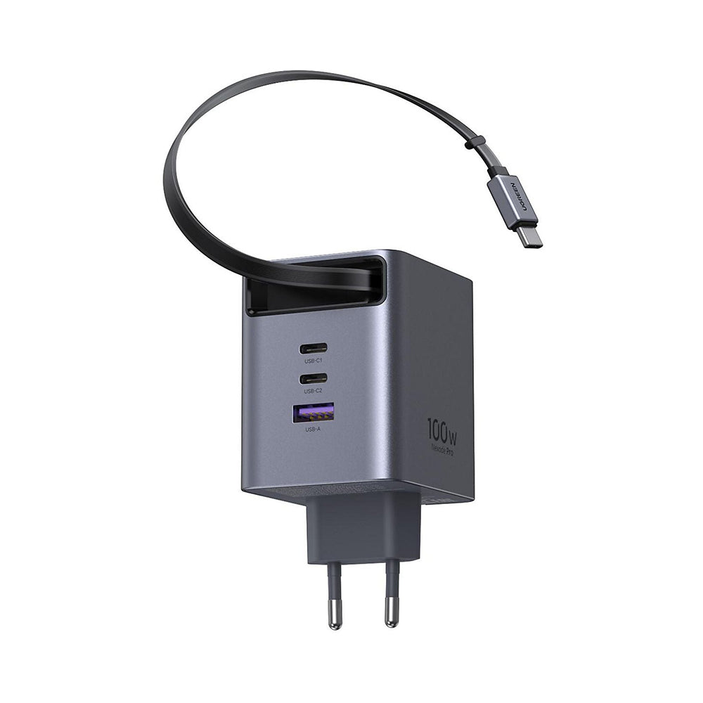 Caricatore da rete con cavo USB-C UGREEN X616 (65828), 100W, 5A, 1 x USB-A - 3 x USB-C, Grigio