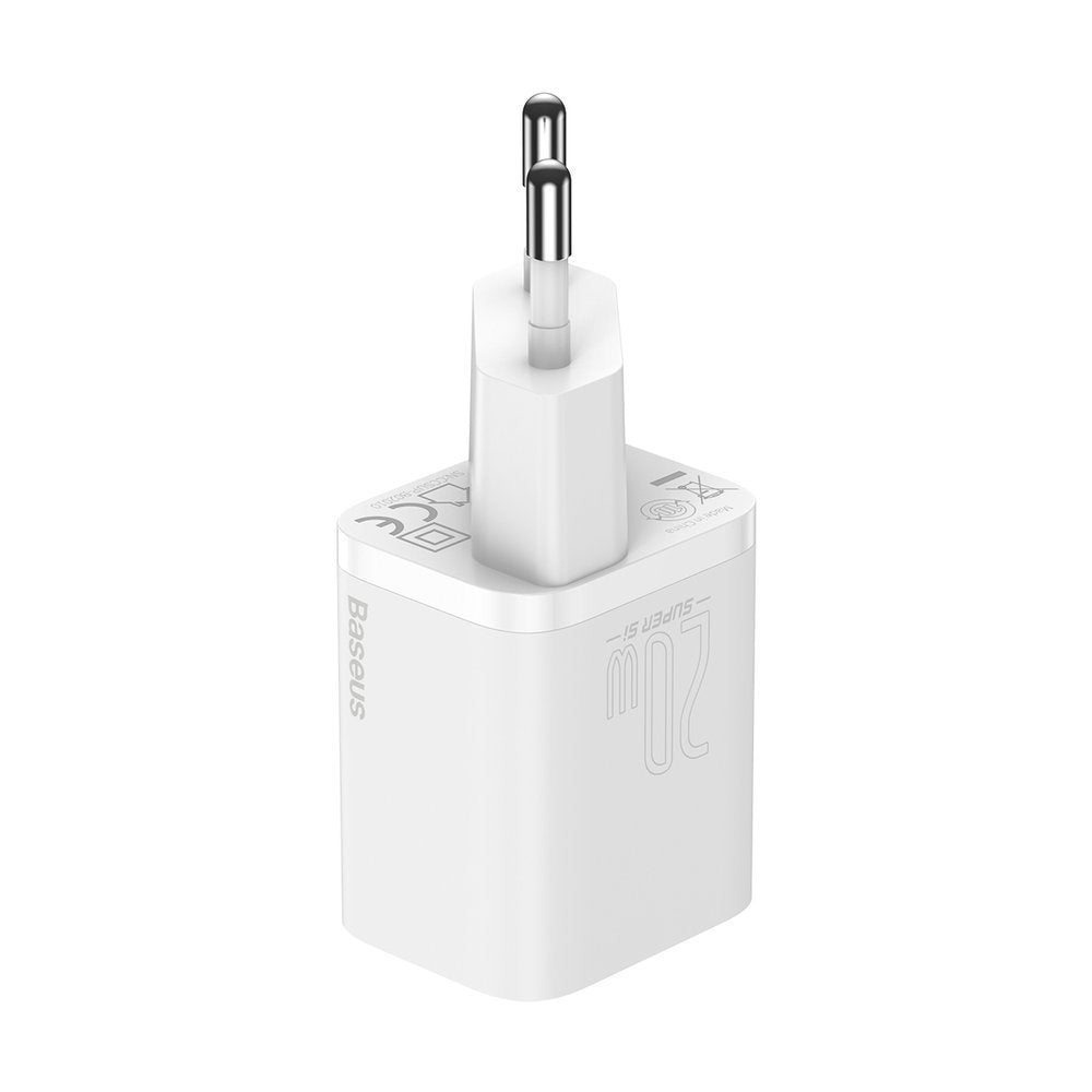 Baseus Super Si Netzwerk-Ladegerät mit Lightning-Kabel, 20W, 3A, 1 x USB-C, Weiß TZCCCSUP-B02