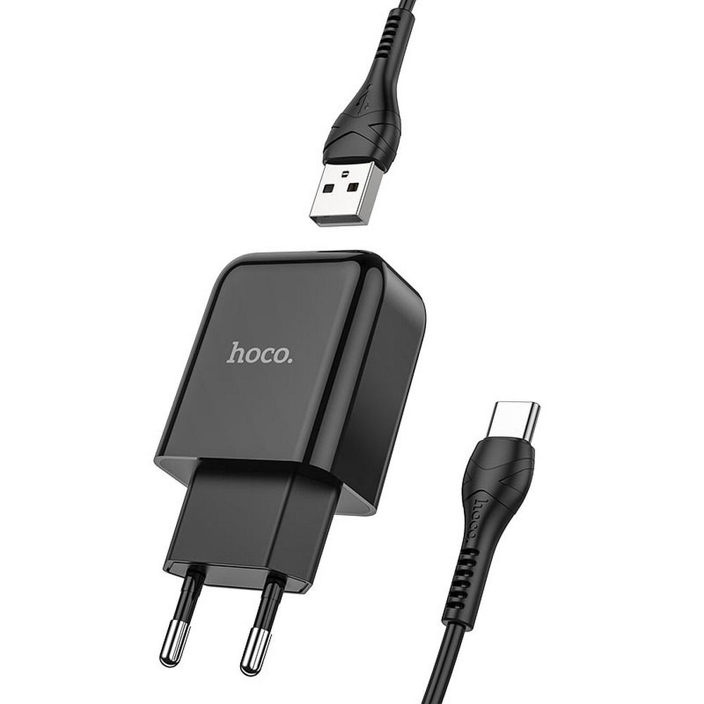 Netzladegerät mit USB-C Kabel HOCO N2, 10W, 2A, 1 x USB-A, Schwarz