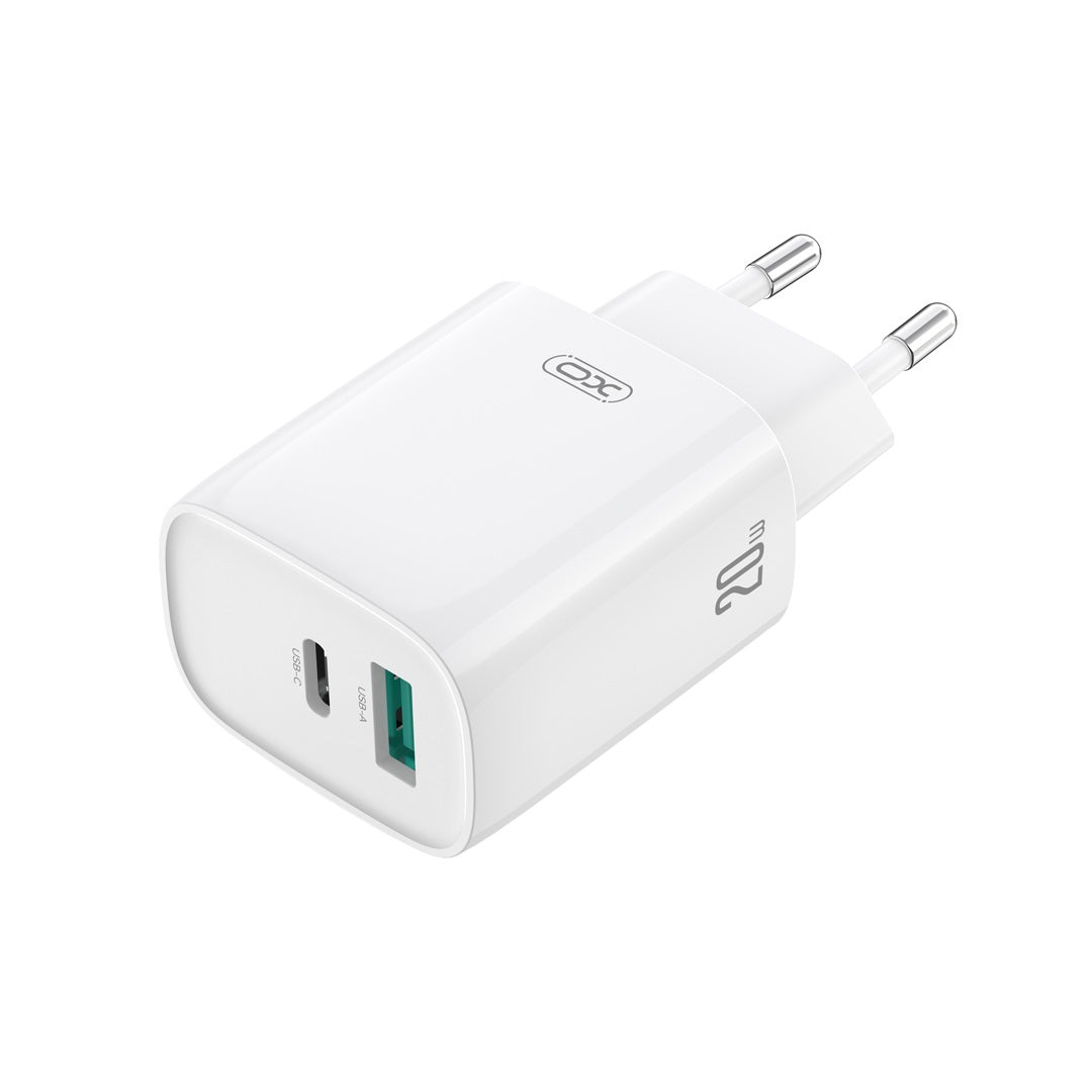 Caricabatterie da Rete con Cavo USB-C XO Design CE29, 20W, 3A, 1 x USB-A - 1 x USB-C, Bianco