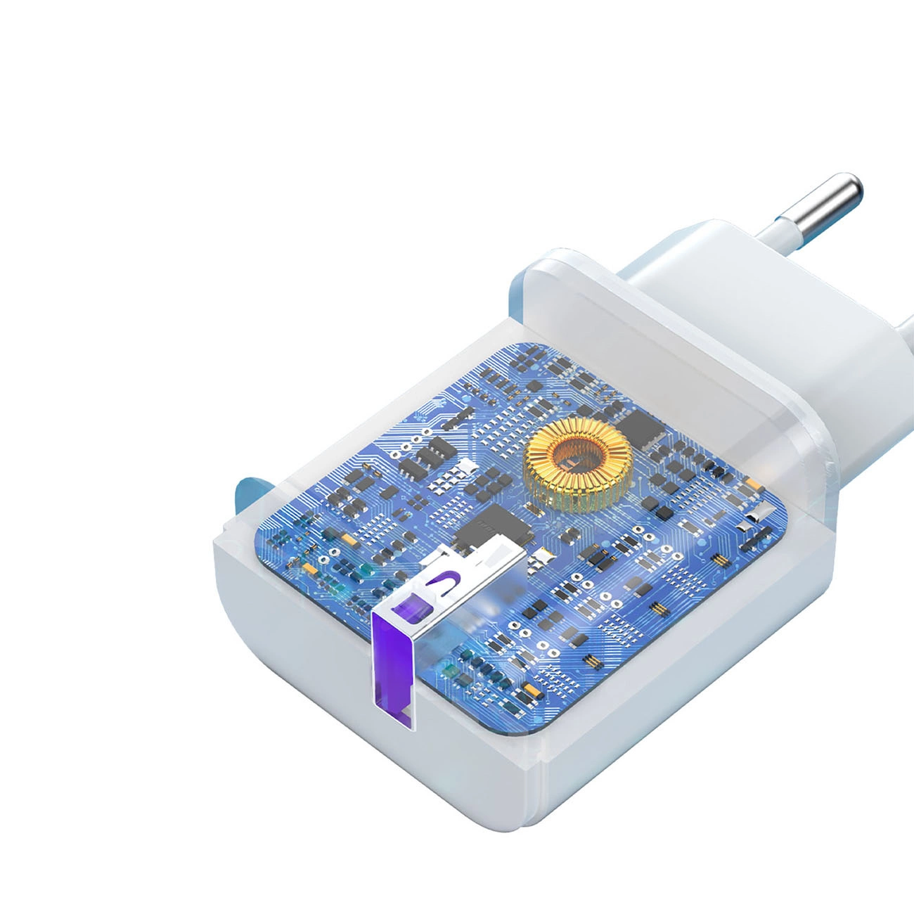 Caricabatterie da rete con cavo USB-C Dudao A20EU, 18W, 3A, 1 x USB-A, Bianco