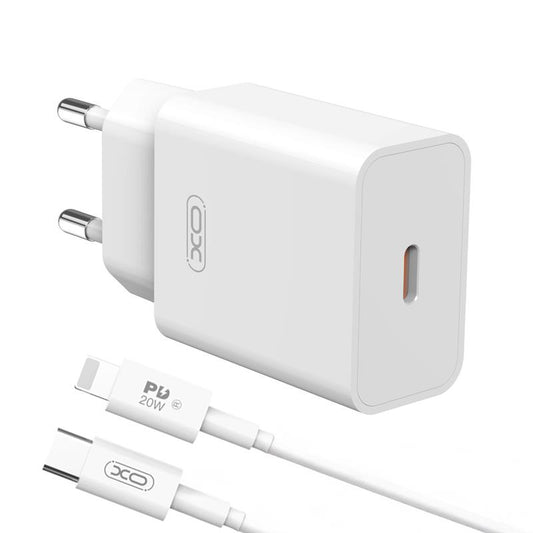 Chargeur secteur avec câble Lightning XO Design L126, 20W, 3A, 1 x USB-C, Blanc