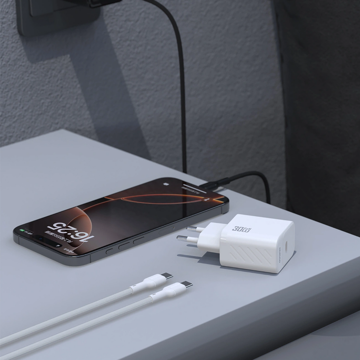 Netzteil mit USB-C-Kabel Dudao A27PCEU, 30W, 3A, 1 x USB-C, Schwarz