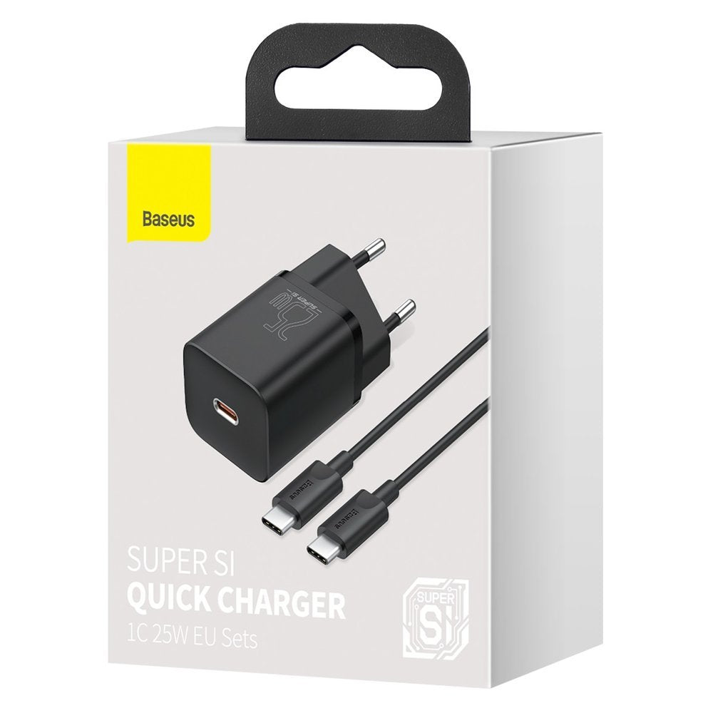 Baseus Super Si Netzteil 25W mit USB-C Kabel | Schwarz | PD & QC