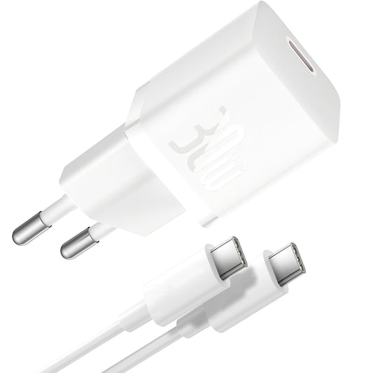 Baseus GaN5S Caricatore di rete con cavo USB-C GaN5S, 30W, 3A, 1 x USB-C, bianco P1011090902213-00