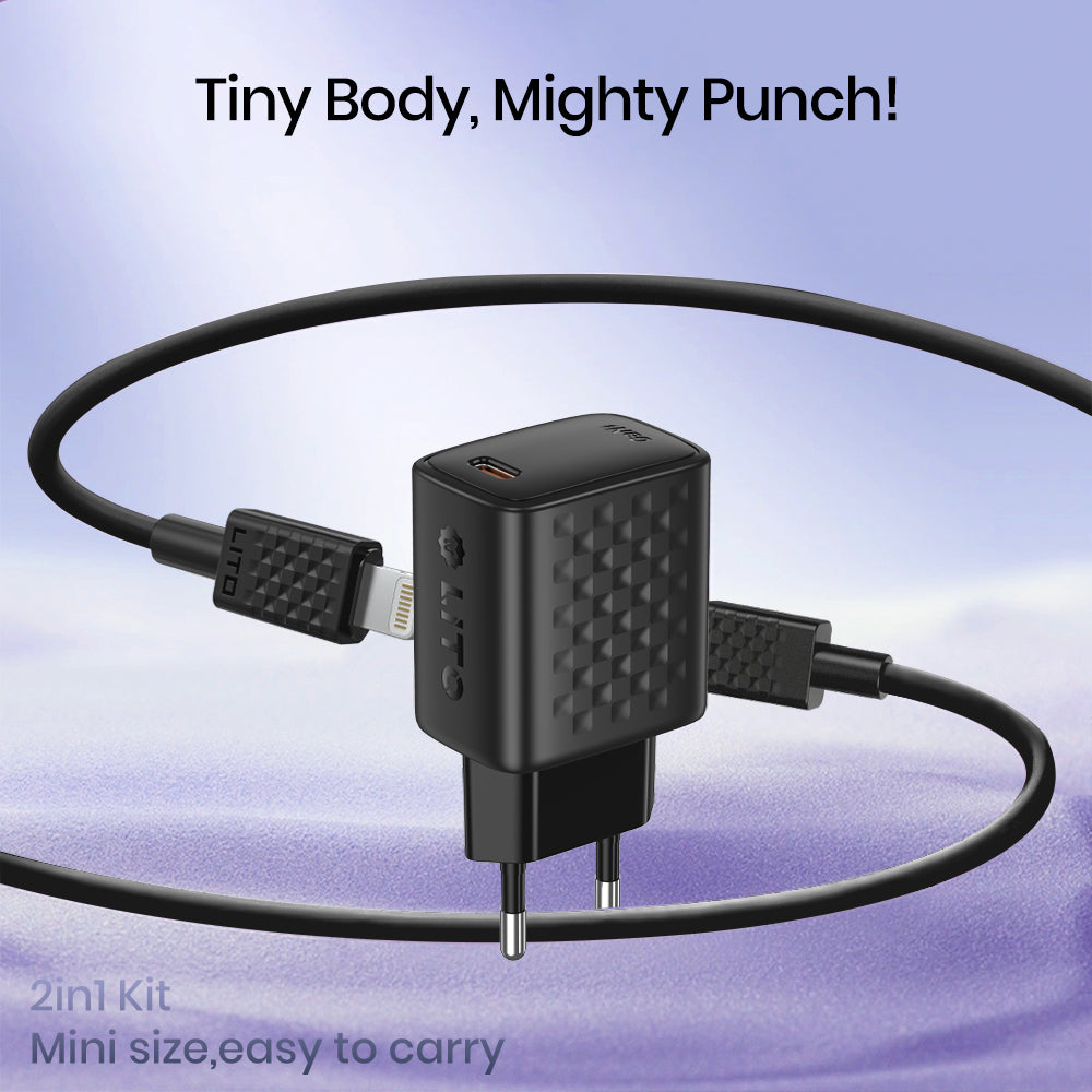 Caricabatterie da rete con cavo Lightning Lito LC17L, 30W, 3A, 1 x USB-C, Nero